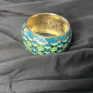 Stylish Gold and Blue Enamel Bracelet
